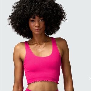 Spiritual Gangster x PINK - Neon Pink Ribbed Racerback Crop Top
